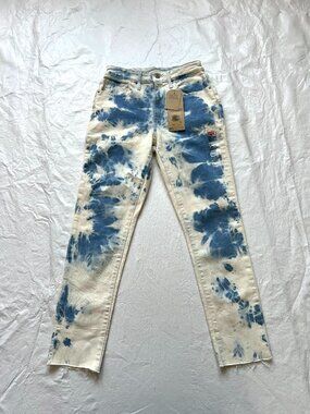 Levis jeans 721 high rise skinny ankle raw hem bleached blue 27 waist Levi's